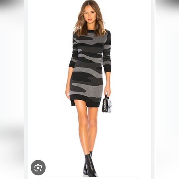 Pam & Gela Black and Gray Camouflage Sweater Dress Size S